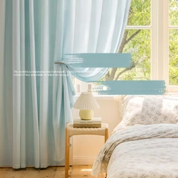 Modern Minimalist Curtains Translucent Heat Insulation Sunscreen Drapes Bedroom Bay Window Curtain Large Area Living Room Drape