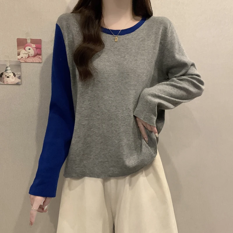 Farbe Blo Long Sve Gestrickte Basis irt Damen ort Sle Herbst Frühling plus Größe Einzigartige Personali Top Inner Wear Pullover