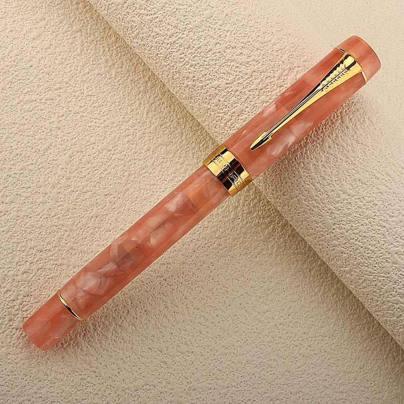 Imagem -02 - Jinhao Cherry Blossom pó Resina Caneta-tinteiro f Nib Caneta de Escrita Seta Clipe Material Escolar Business Office Estacionária 100