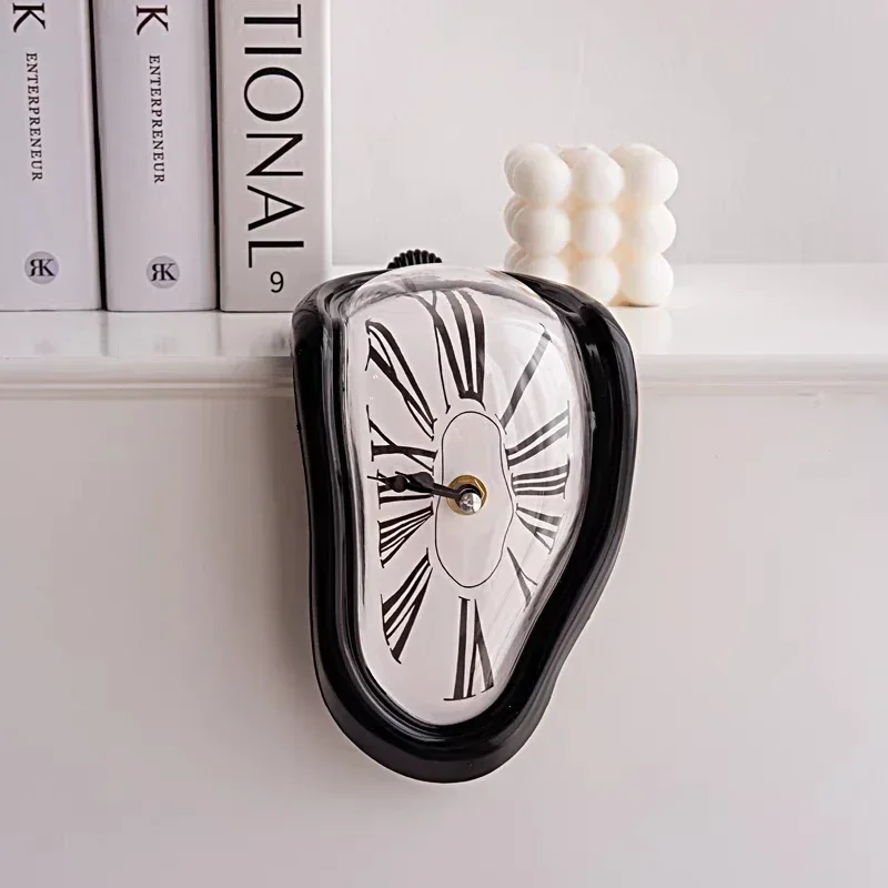 2024 New Novel Surreal Melting Distorted Wall Clocks Surrealist Salvador Dali Style Wall Watch Decoration Gift Home Garden