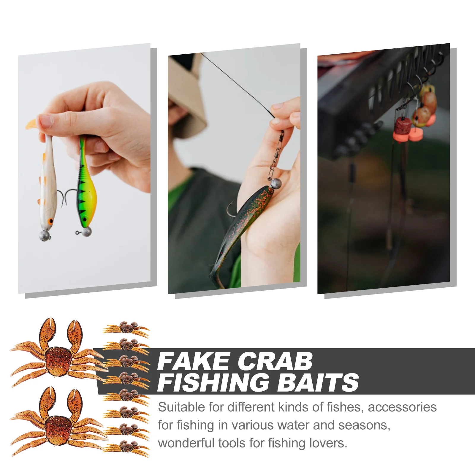 10 Pcs Simulation Crab Bait Fishing Baits PVC Professional Lure Fake Accessory Appealing