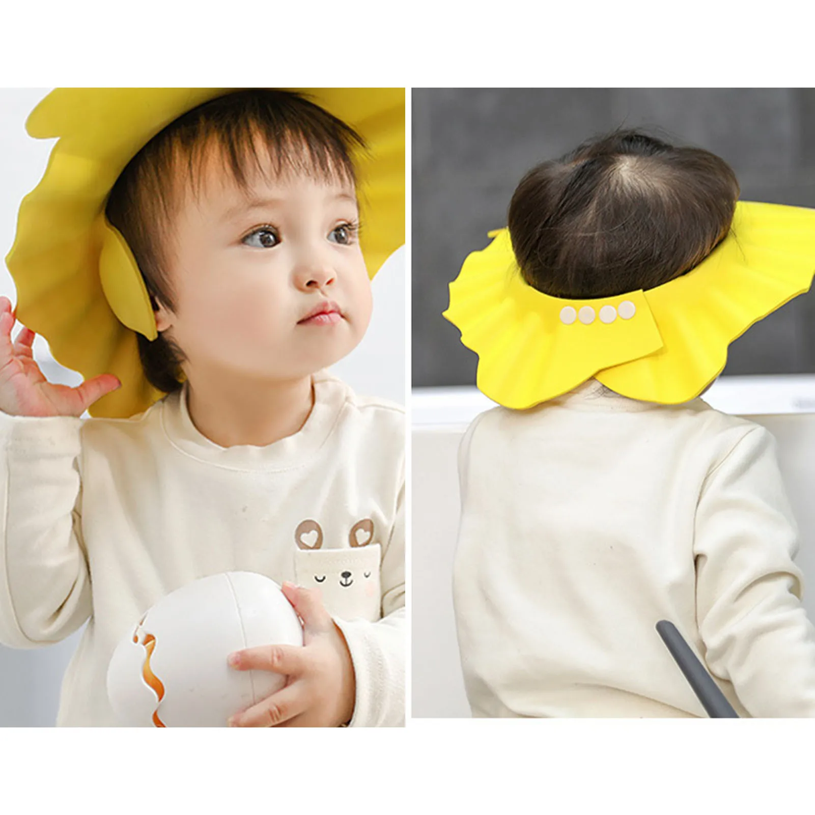 Bonnet de douche réglable pour bébé, protection des oreilles, sûr pour les enfants, protège la tête pendant le shampooing et le bain.
