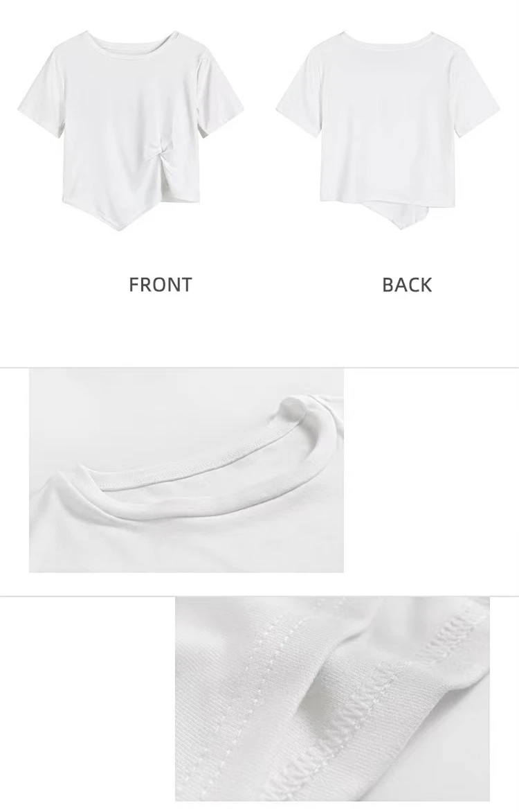2026 Brandneues Damen T-Shirt mit Rundhalsausschnitt, unregelmäßigem Design, kurzen Ärmeln, Freizeit-Slim-Fit Damen T-Shirt Tops – Detail 23