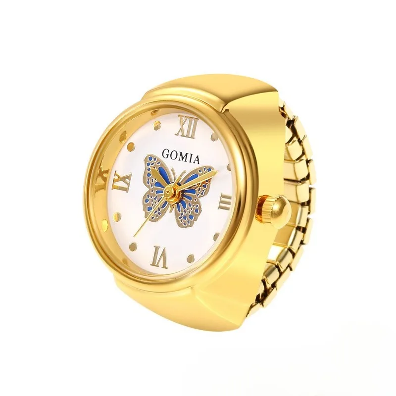 

Butterfly Shi Ying Finger Watch Ring Punk Elastic Band Mini Watch Ring Teen Clock Anillos