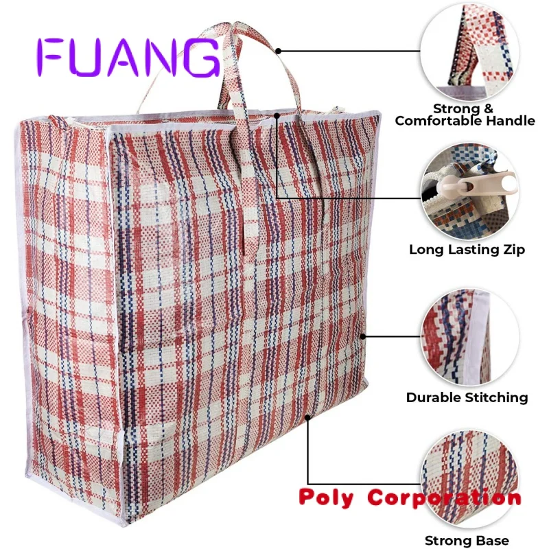 Impermeável Personalizado Grande Capacidade China Jumbo Armazenamento Lavanderia Compras Reutilizáveis Reciclar PP Sacos Tecidos com Zipper