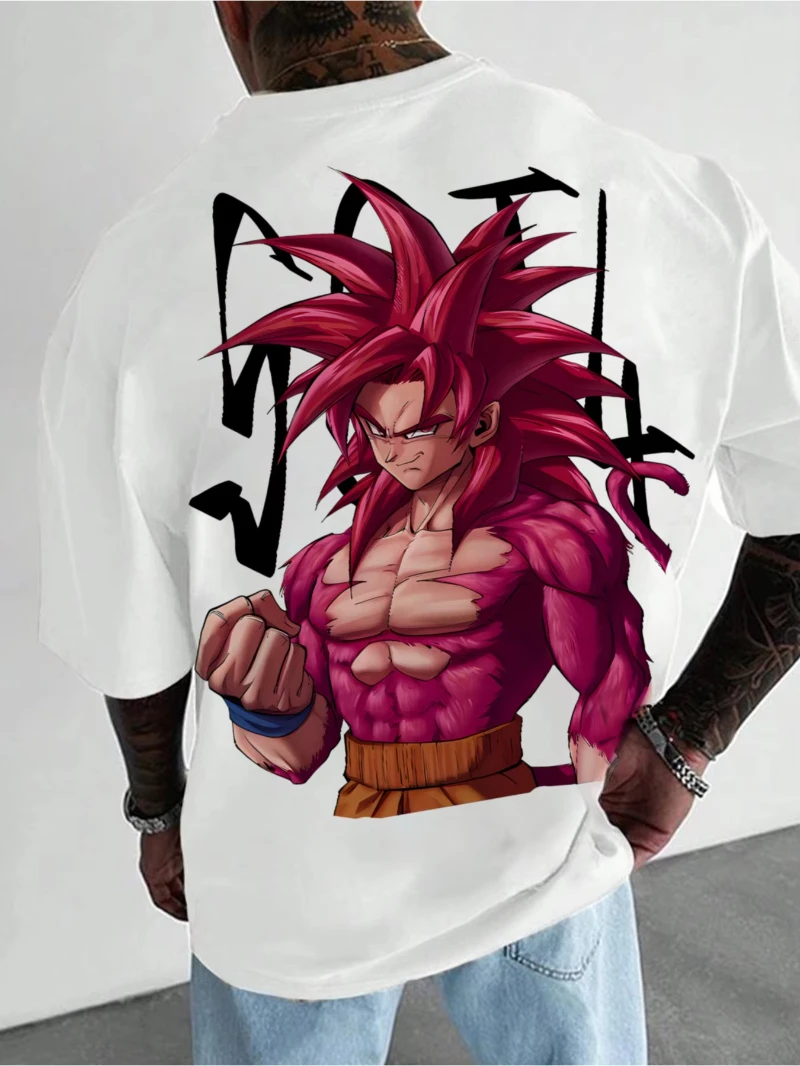 

Dragon Ball Hot Blood Anime GOKU Majin Buu Peripheral Printed Men's and Women's T-Shirts Cotton Summer Loose Short Sleeves