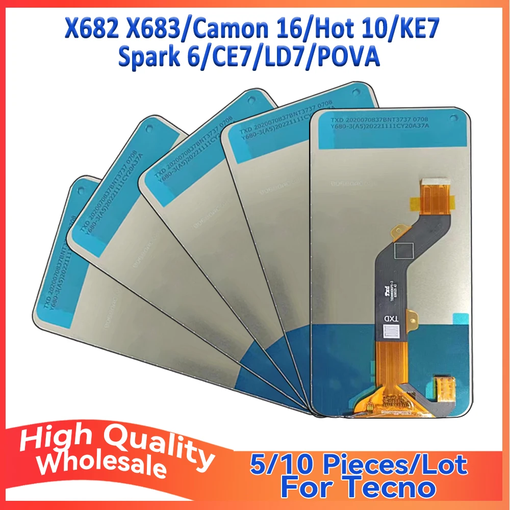 

Оптовая партия 5/10 шт. для Tecno X682/X683/Camon 16/hot 10/KE7/iskark 6/CE7/LD7/POVA Экран ЖК-дисплей с сенсорной сборкой