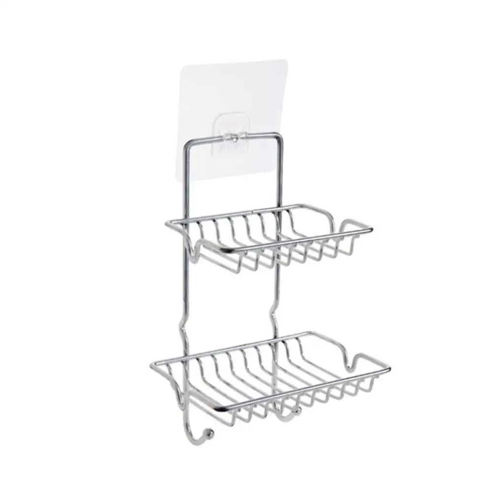 

Punch-free Stainless Steel Powerful Suction Double Soap Box Soap Dish Holder Soap Sponge Holder For Shower Bathroom Tub And Kitc