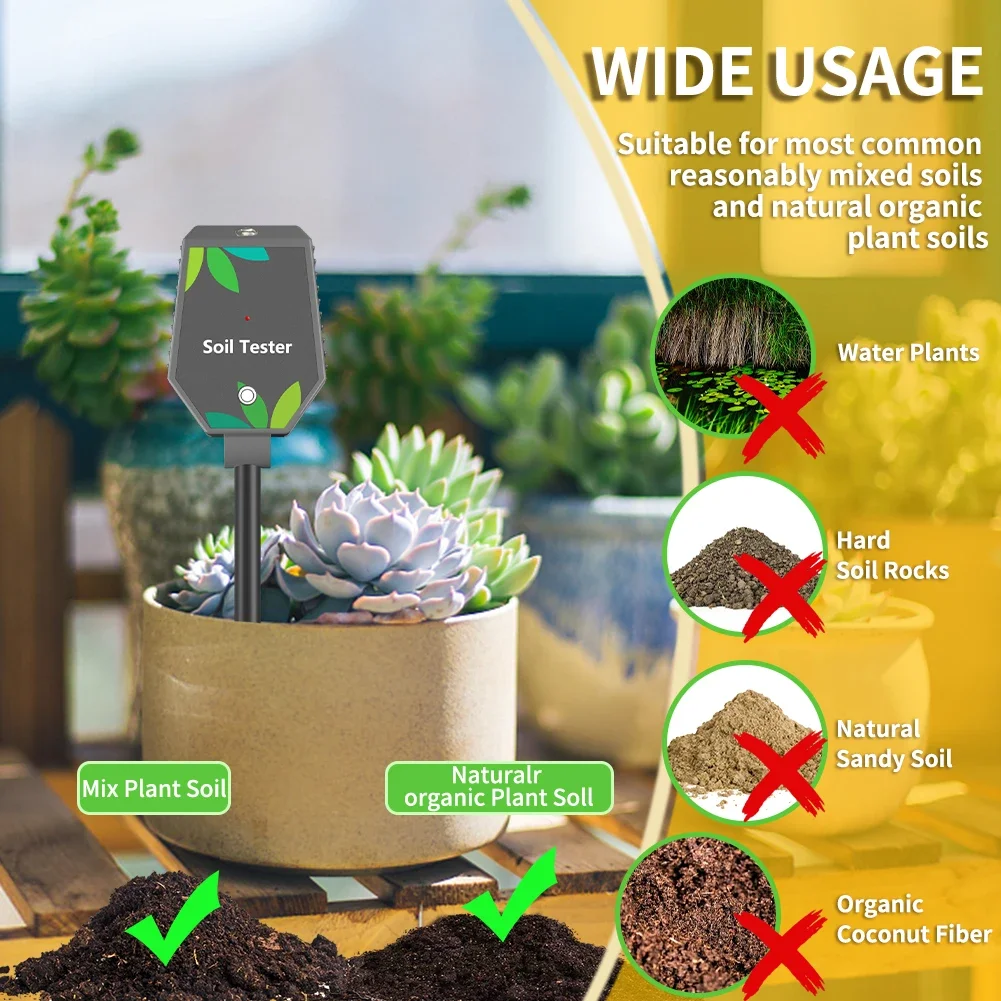 Inteligentny cyfrowy tester gleby Bluetooth pH gleby sól EC żyzność temperatura natężenie światła wilgotność rejestrator danych narzędzia do sadzenia ogrodu