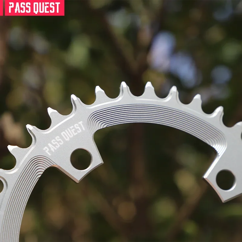 PASS QUEST 104BCD Round AERO Colorful Mountain Bike Road Bike Narrow Wide Chainring 32-48T Chainwheel Silver Black