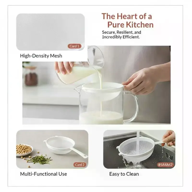 Ultra Fine Mesh Mesh Strainer With Handle Mini Plastic Colander Separation Net Food Juice Strainer Yogurt Mesh Sieve Kitchen Use