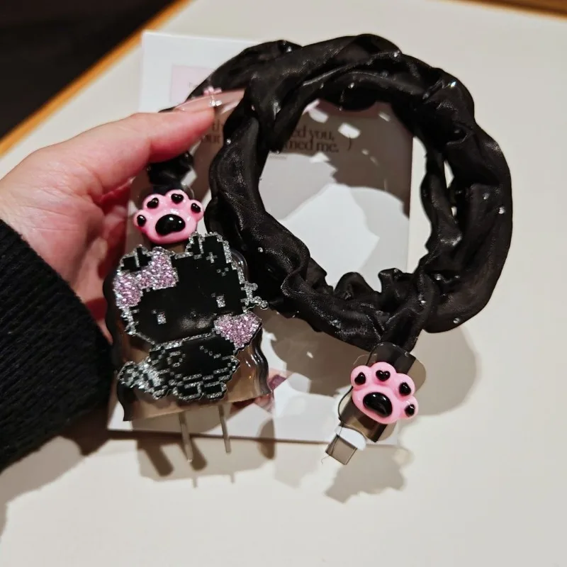 

New Cartoon Hello Kitty Charger Data Cable Case Protector And Winding For 20W Fast Charger Adapter Phone Charger Case Anti-break