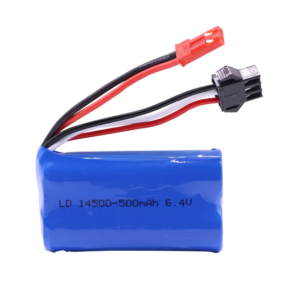 14500 500mah 6.4 v litowo-jonowy bateria z ładowarką USB dla Wltoys 18401/18402 RC samochód terenowy 6.4 v dla zabawki zdalnie sterowane samochodów turcków