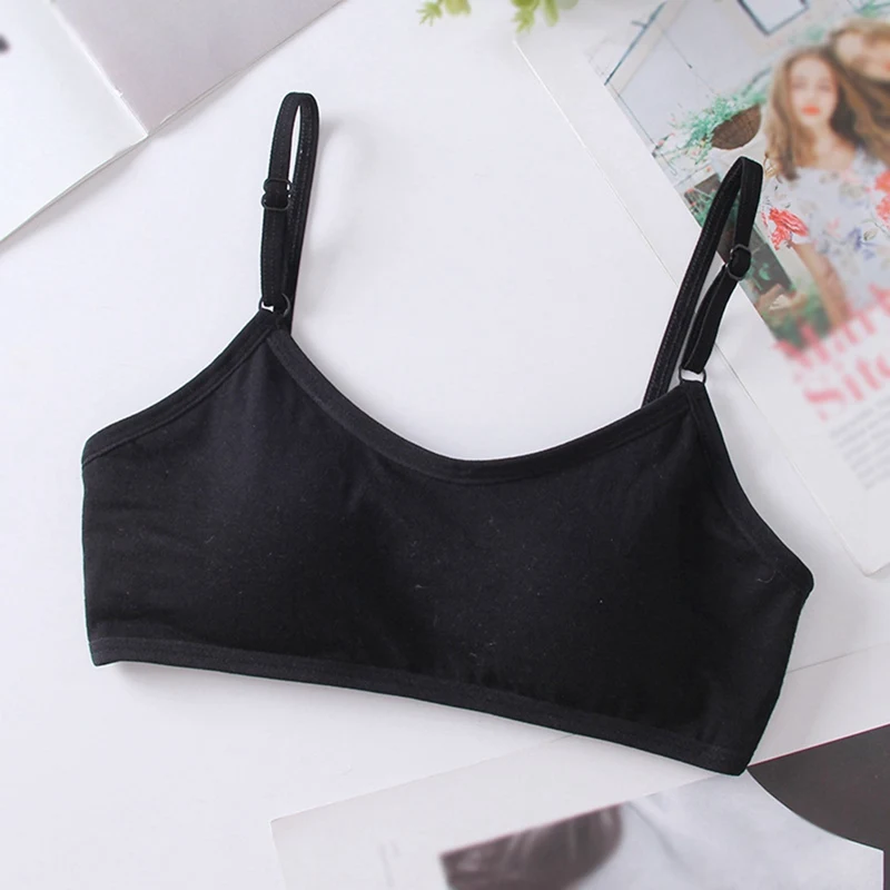 Kids Girls Bras Teenage Underwear Cotton Spandex Solid Color Kid Brassiere Tube Tops Children Student Training Bra 10-16Y