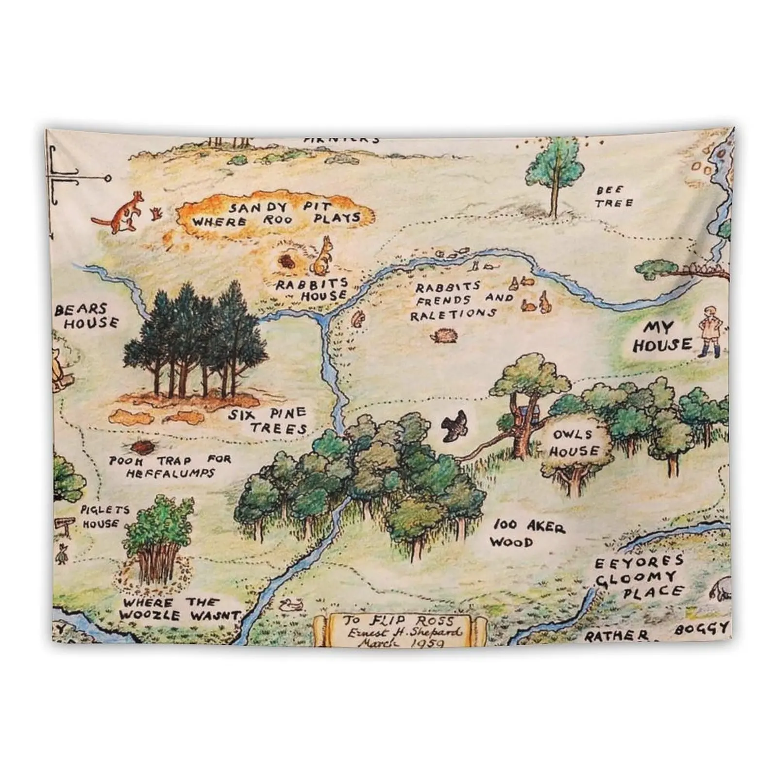 

100 Acre Wood map Tapestry Tapete For The Wall Luxury Living Room Decoration Decoration Bedroom Custom Tapestry