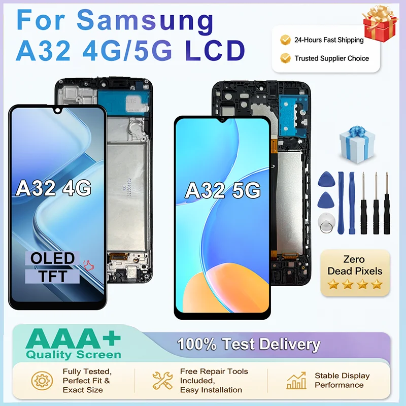 OLED LCD For Samsung Galaxy A32 4G Display Touch Screen Digitizer Assembly IPS LCD For Samsung A32 5G Display Replacement Parts