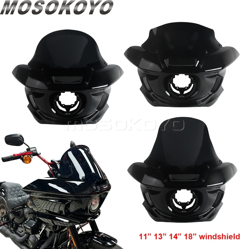 

Motorcycle Headlight Fairings Windshield 11" 13" 14" 18" For Harley Softail Low Rider S FXLRS Headlamp Mask Cover Guard 2022-25