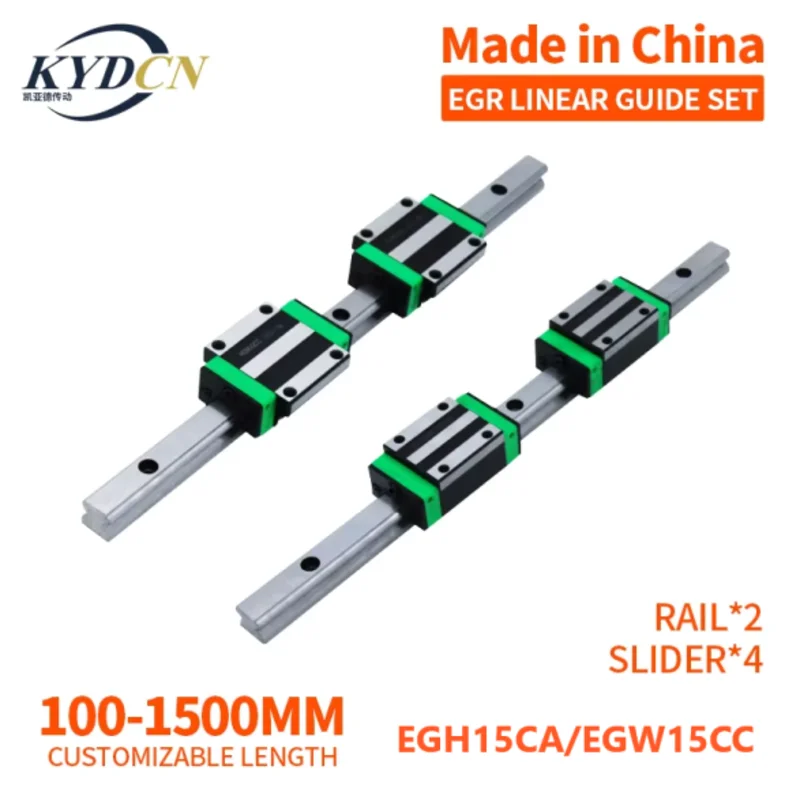 KYDCN EGR15/20 Low-Profile Linear Guide L100-1450mm 2 Rails+4 EGH15/20CA Or EGW15/20CC Slider Blocks for Precision Motion Con