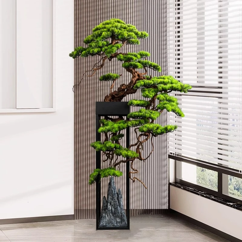 

Large artificial green plant living room bonsai potted beauty pine