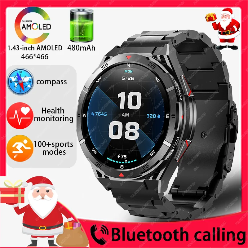 

New Outdoor SmartWatch 1.43-inch AMOLED HD Screen Compass Bluetooth Call Health Monitoring Multifunctional Reminder Sports Watch