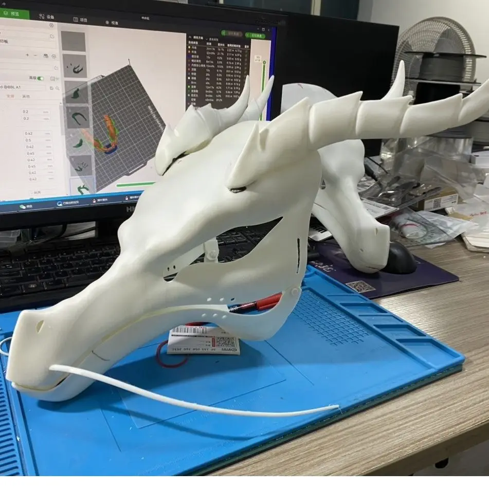 Kigurumi Base Mask Movable Dragon Skull 3D Printing Semi Realistic Beast Suit Skull Cosplay Costume Accessorie