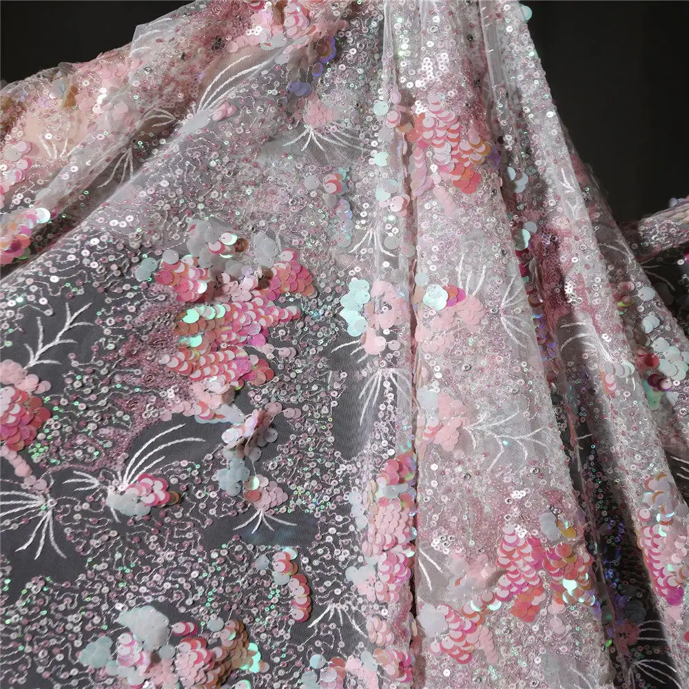 

Creative Embroidered Mesh Fabric for Diy Sewing Wedding Dress Background Decoration Clothing Fashion Material Cloth By The Yard