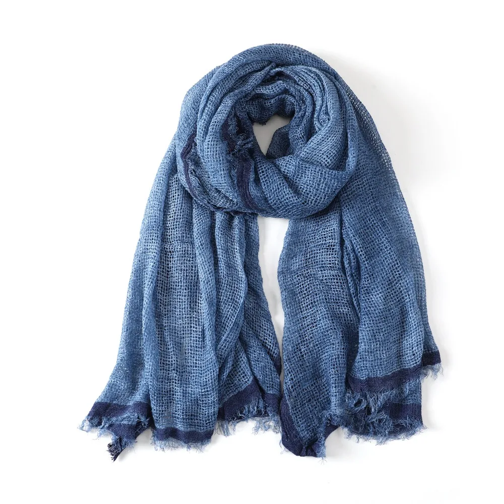 Cotton Linen Yarn-dyed Men's Scarves Short Tassel Male Accessories Warm Scarf Bufanda Wraps Long Scarf Autumn Winter Season
