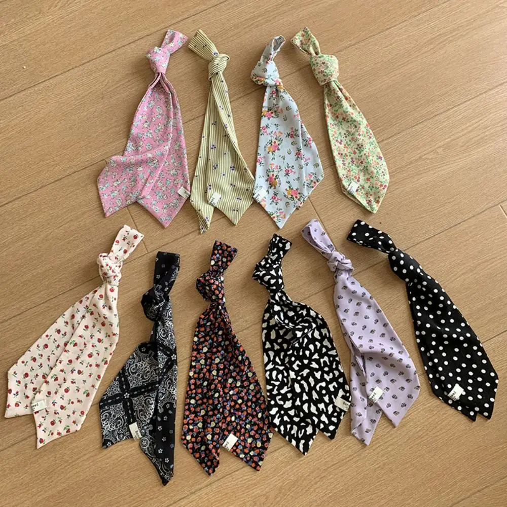 หวานริบบิ้นดอกไม้ผ้าพันคอพิมพ์เสือดาวพิมพ์เสื้อ Tie Neckerchief อุปกรณ์เสริมผม Polka Dot ผ้าพันคอ Party