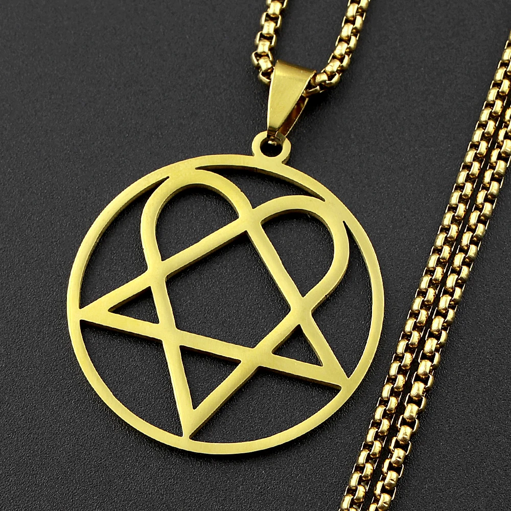 Heartagram Star Heart Him Kette für Männer und Frauen, Edelstahl, Musikband, Egirl, Hiphop, Anhänger, Halskette, Vintage-Schmuck, Geschenke – Detail 4