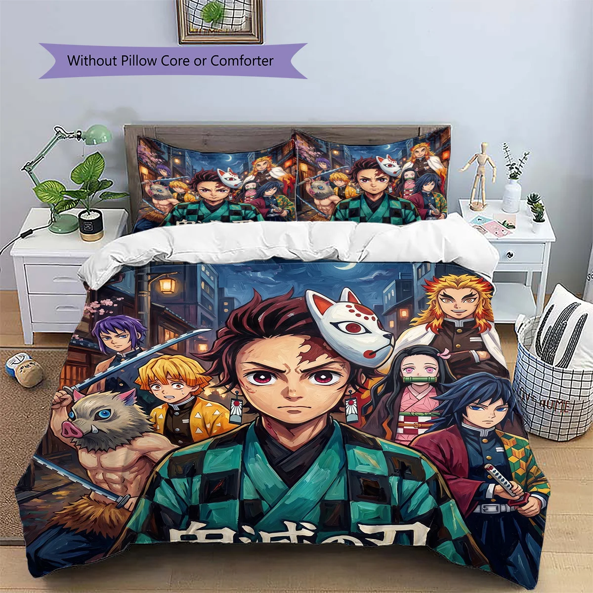 Tokyo Ghoul Anime Themed Patterned Pillowcase & Duvet Cover Set Bedroom Bedding Decor Perfect Gift for Enthusiasts YUN6516
