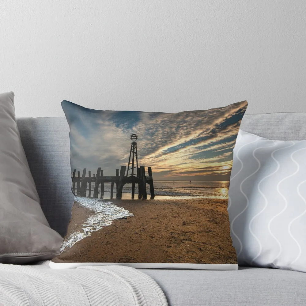 

Sunset over St Annes Jetty in Lancashire Throw Pillow christmas supplies Cushion Cover For Sofa Sofa Cushion pillow