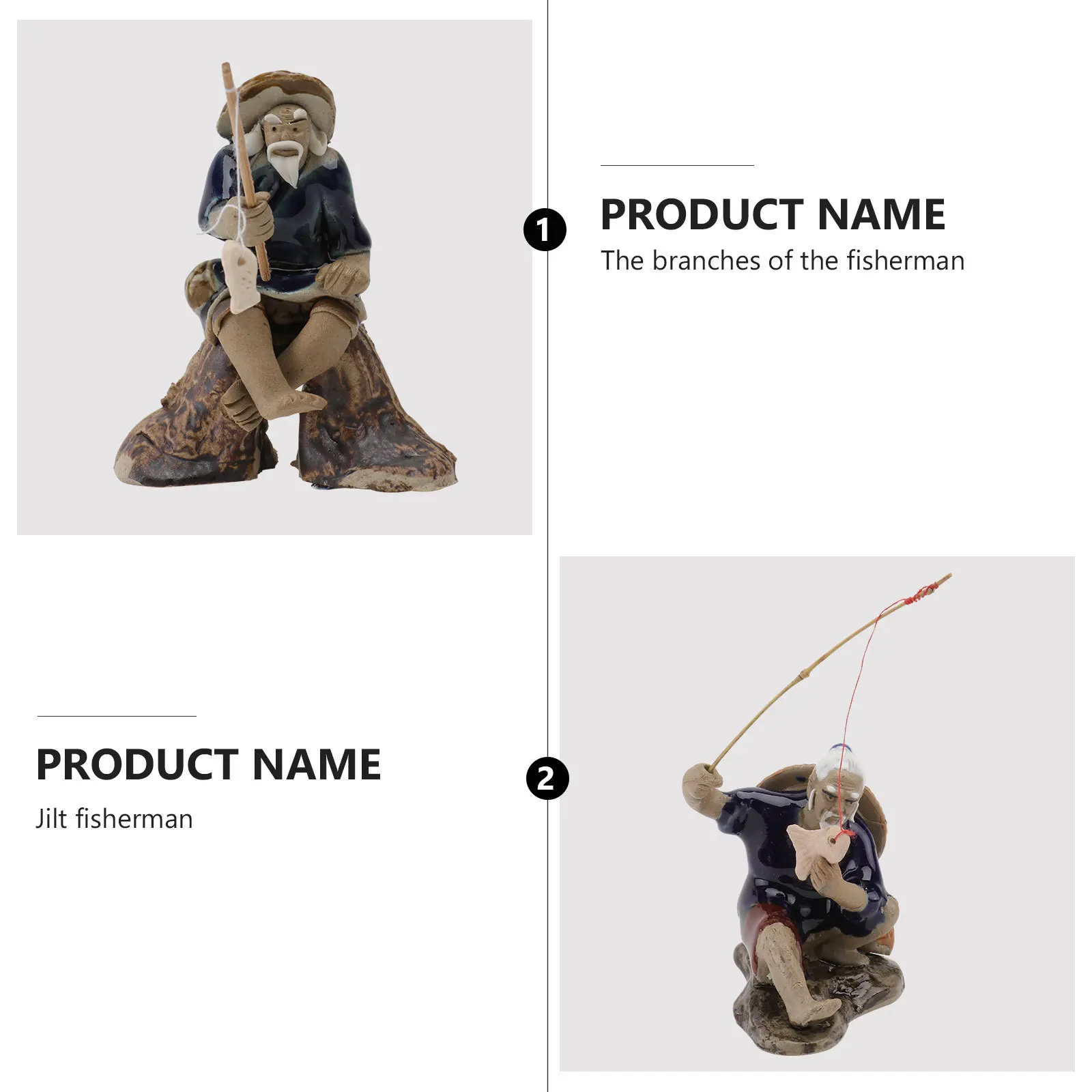 

2Pcs Ceramic Fisherman Decorations Fish Tank Ornaments Creative Fishing Figures Bonsai Outdoor Garden Landscaping Use