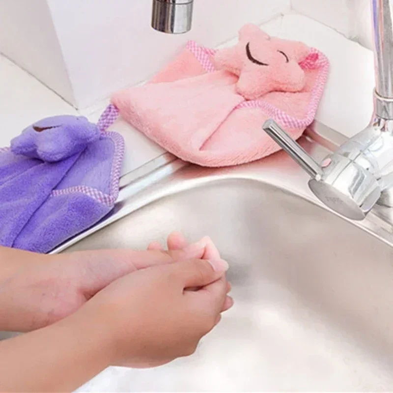 Bathroom Supplies Hanging Cute Coral Velvet Hand Towel Kitchen Thickened Absorbent Lint-free Dishcloth Washcloth Acccessories