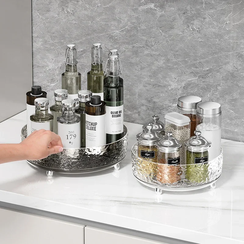 

Makeup Brush Holder Skincare Cosmetics Storage with Large Capacity Makeup Perfume Organizer Tray 360 Degree Rotating Lazy Susan