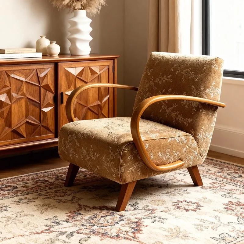 sofa chair, living room balcony bedroom solid wood single leisure ch air