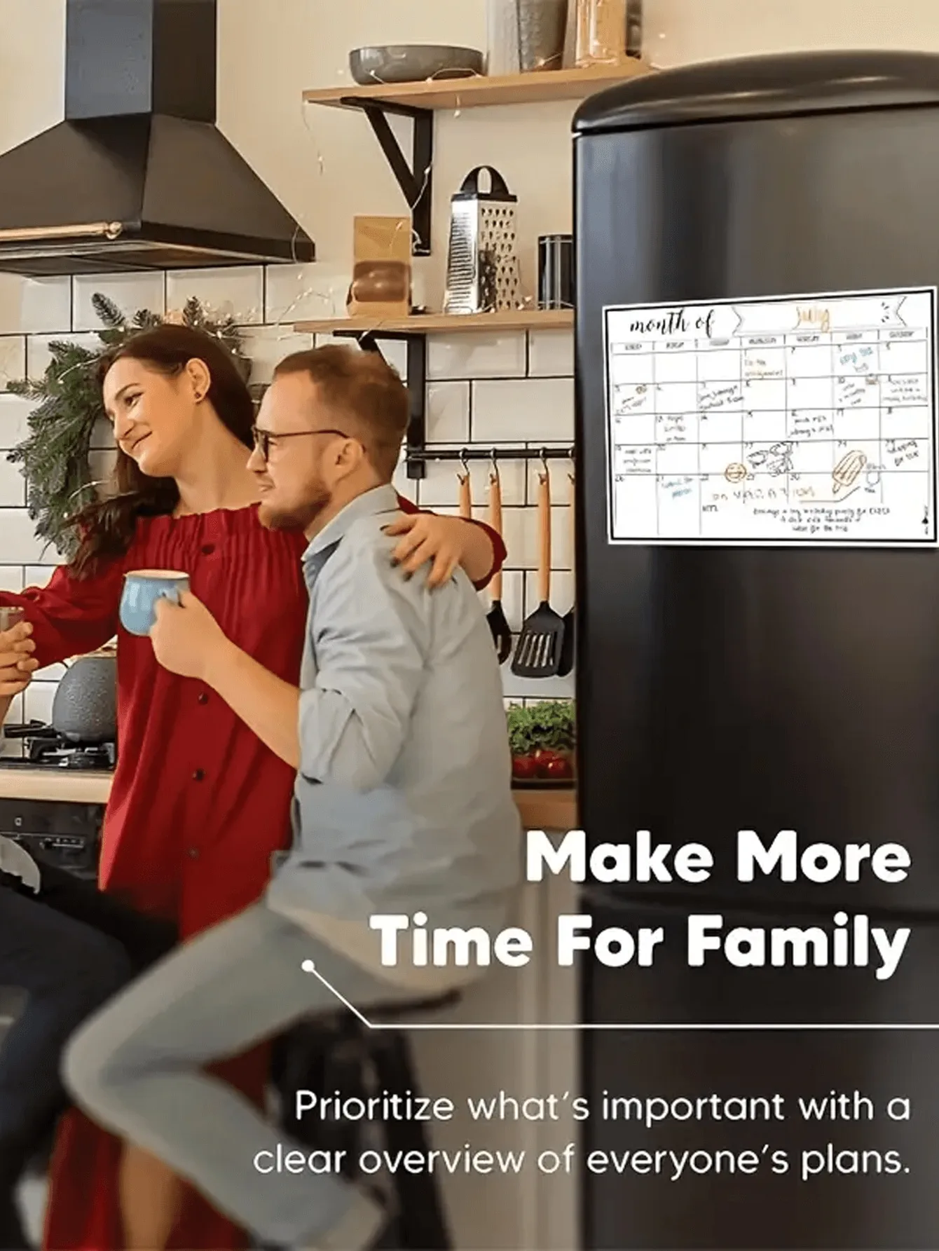 مجموعة واحدة من مخطط المسح الجاف المغناطيسي (مع قلم/ممحاة) - وجبة الثلاجة/منظم المطبخ للتخطيط العائلي