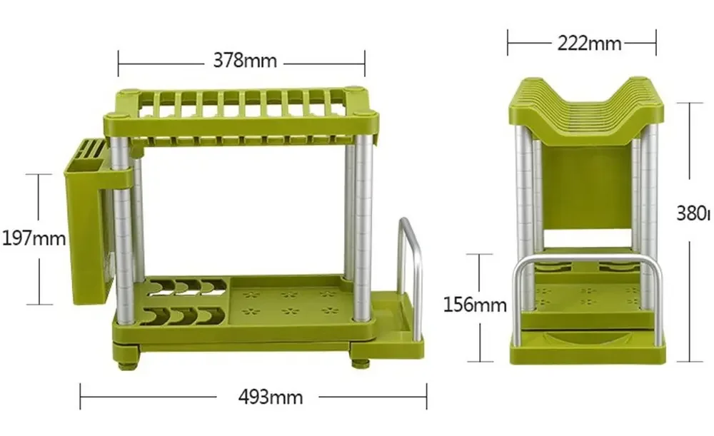 Kiso ABS Plastic Kitchenware Double-layer Storage Holder Household Dish Rack