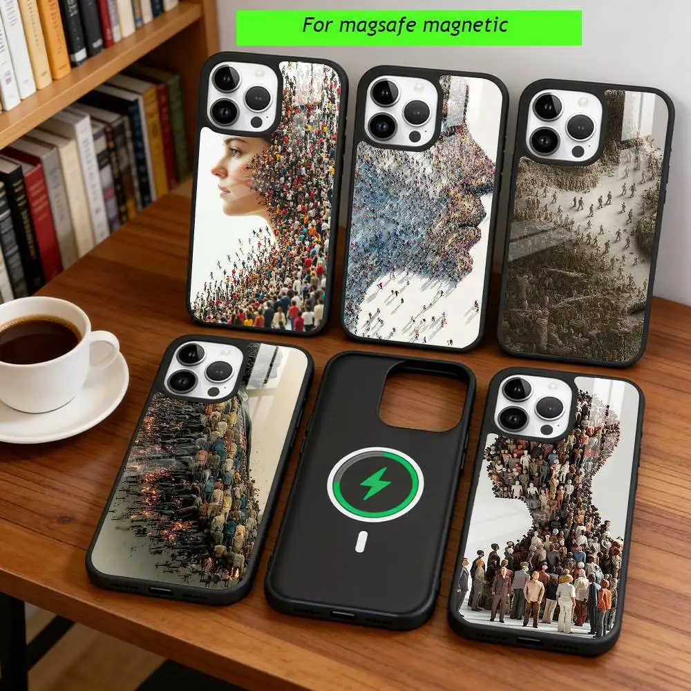 

Surreal Digital Collage Phone Case For iPhone17,16,15,14,13,12,11 Plus,Pro Magnetic For Magsafe Wireless Charging