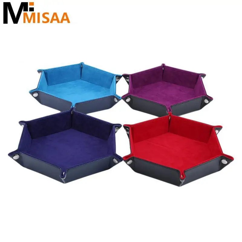 Desktop Storage Box Folding Quiet 93g Flannel Home Storage Tools Table Organize Tray Portable Table Pu Game Table Board