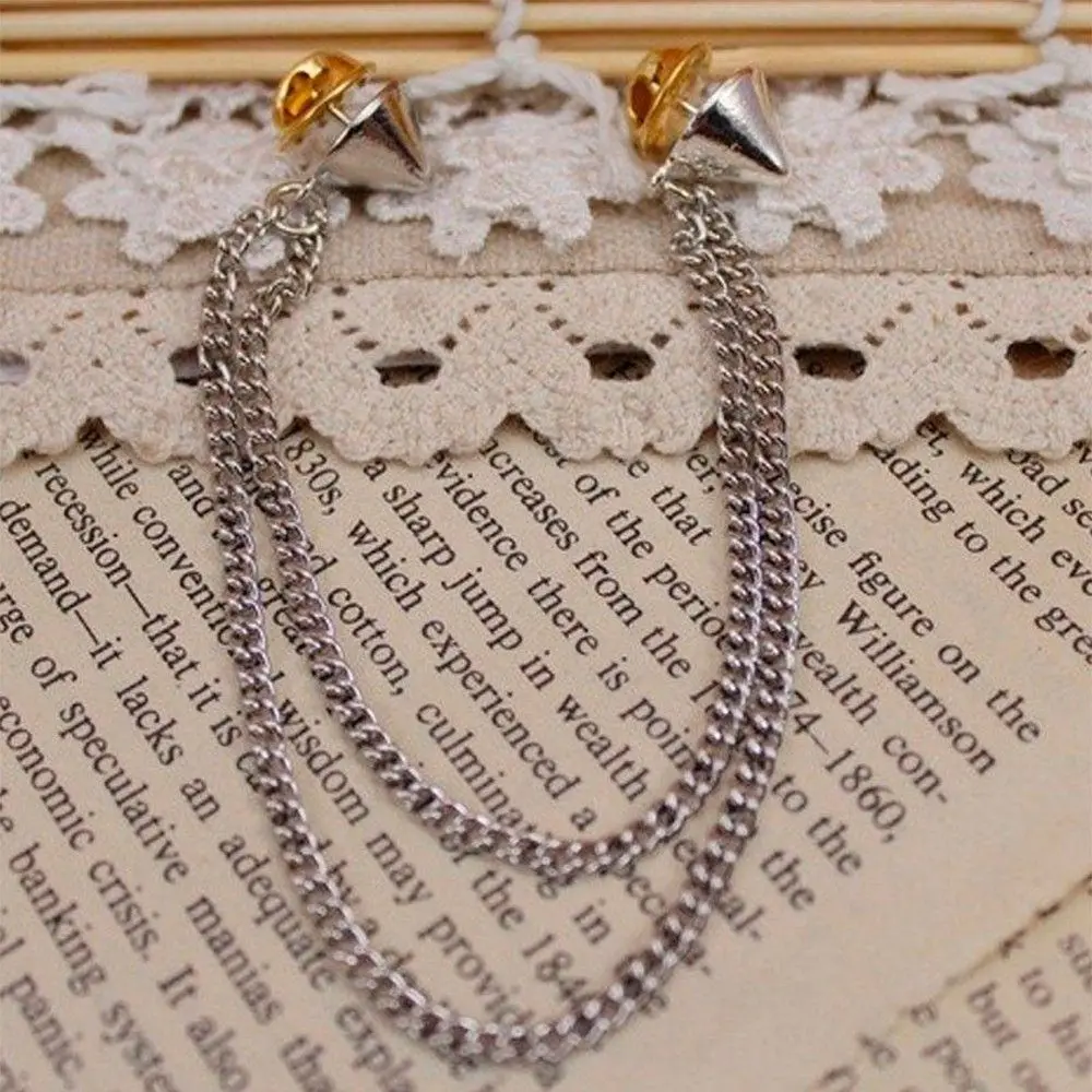 المعادن القوطية شرابات مكتنزة مسمار القمصان سلسلة فاسق بلوزة طوق دبوس بروش سبايك تلميح