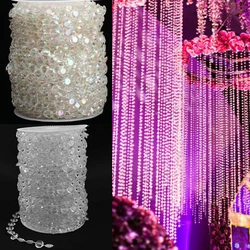 10M Acrylic Crystal Bead Curtain Clear Garland Strand Hanging Chains For Party Wedding Window Balcony Garden DIY Decoration