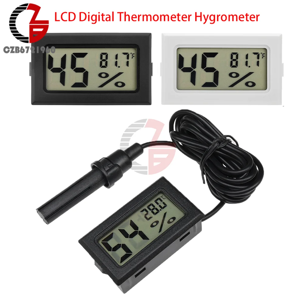 1pcs LCD Digital Thermometer Hygrometer Mini Indoor Temperature Sensor Thermometer Humidity Meter for Fridge Freezer Aquarium