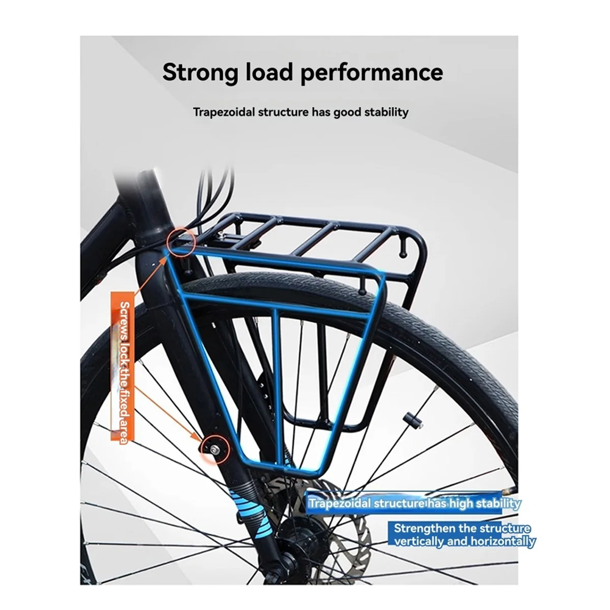 رف أمامي لركوب الدراجات من ABJZ لرف حاملات ركوب الدراجات على الطرق الجبلية رف السلة الأمامية لركوب الدراجات باللون الأسود
