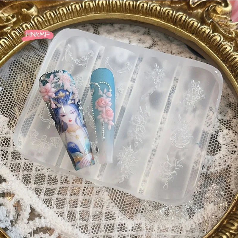 واضح سيليكون مسمار زهرة سلاسل نحت القوس العفن DIY بها بنفسك مسمار الفن مجسمة ختم لوحة أدوات مانيكير زينة الأظافر