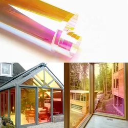 Red Chameleon Decorative Window Film Self-Adhesive Rainbow Effect Iridescent Clear Film for Residential Glass Decoration