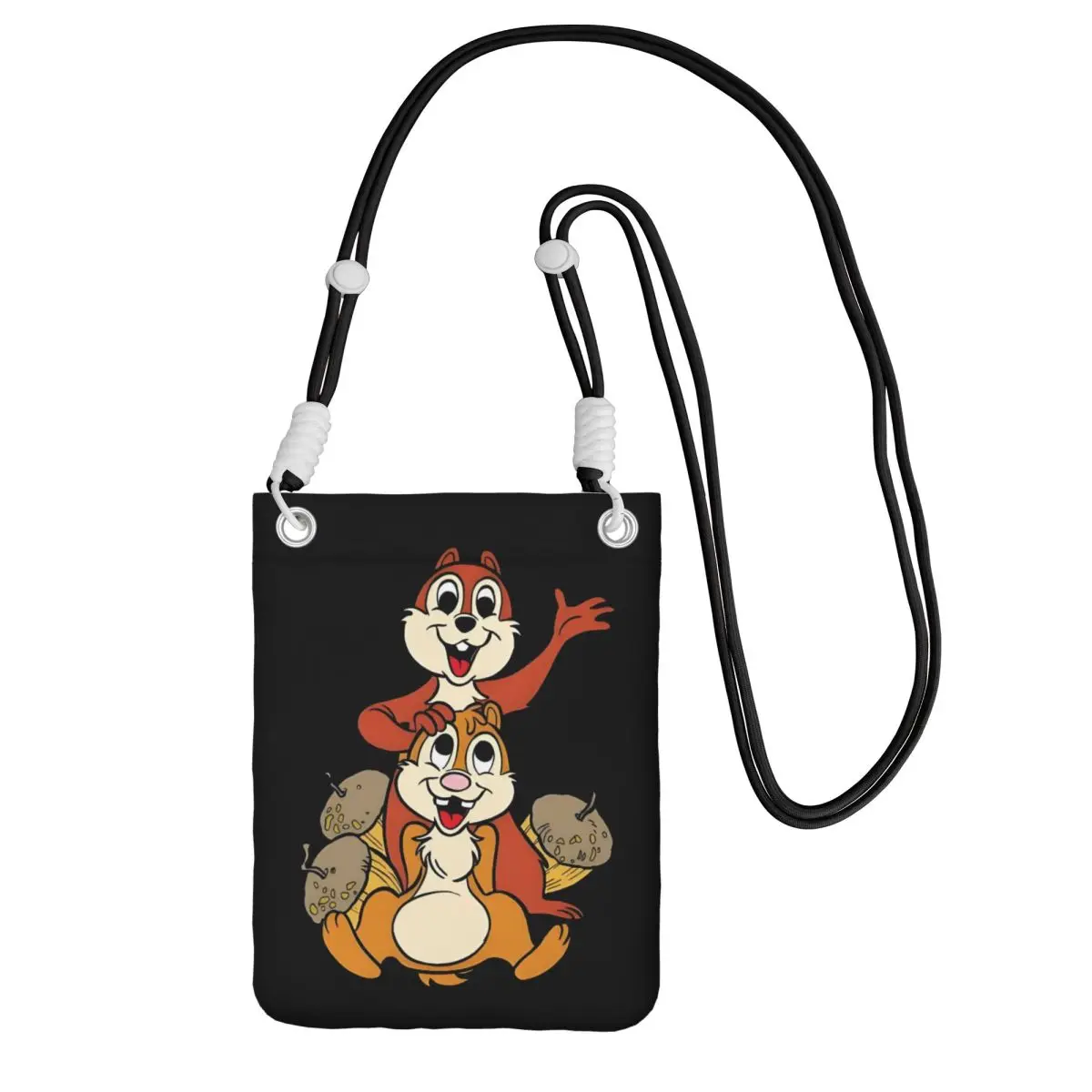 

Custom Chip 'n' Dale Carry A Mobile Phone Bag Diagonally Men Women Animation Shoulder Crossbody Bag Adjustable Length City Walk