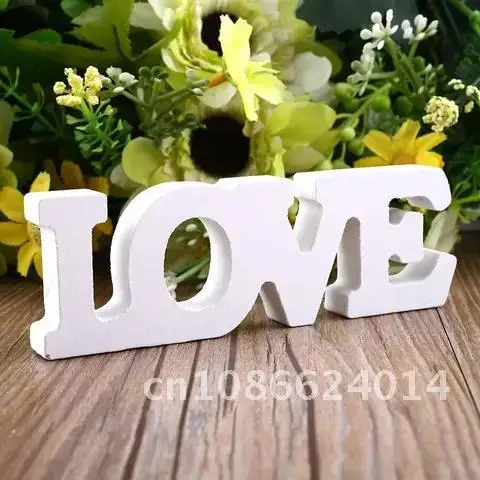 Wooden White English Alphabet Free Standing Wedding Props Home Decor Board Letter 