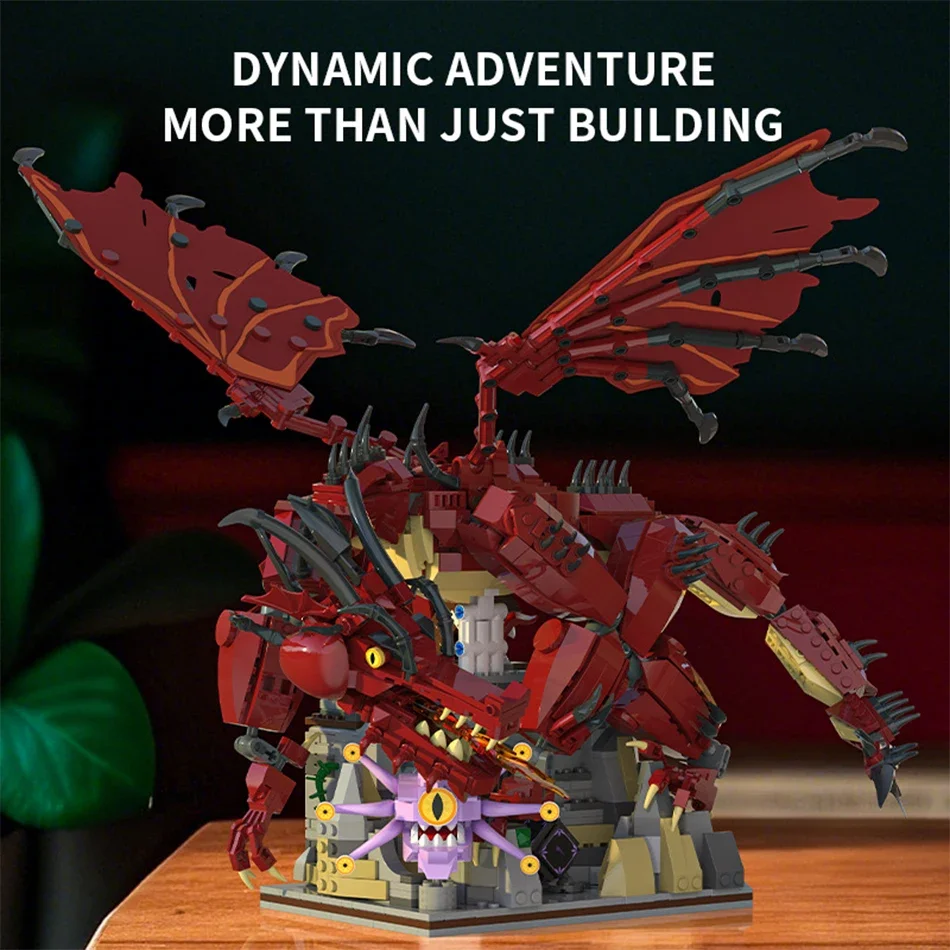 1856PCS Gioco di film MOC Dungeon Fortress Red Dragon Story Building Blocks Monster Eye Modello Creativo Assemblaggio fai da te Giocattolo Ragazzi Regalo