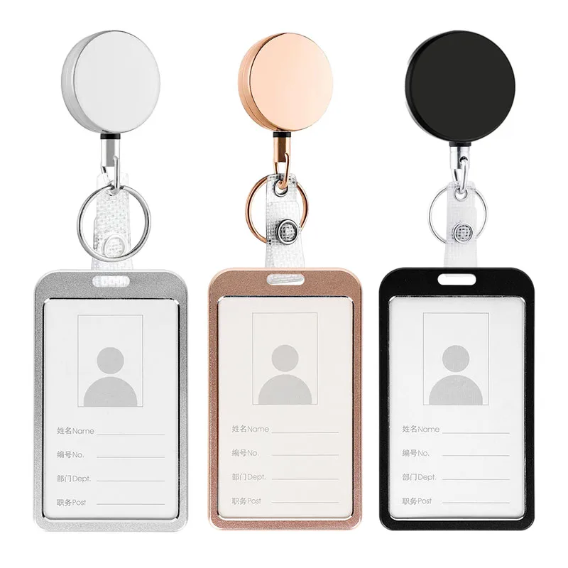 

Bank Credit Card Holders Bus ID Identity Cards Case Gold Silver Black Badge Retractable Reel Work Card Cover Metal Cardholder