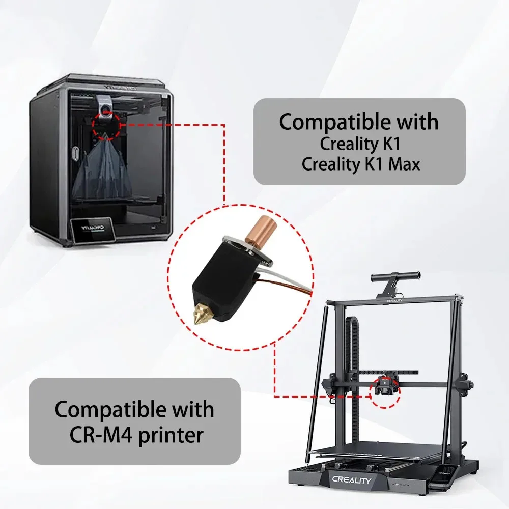 Pour Creality Hotend CR-M4 K1 K1 Max Hotend Kit nuits de chauffage en céramique pour Creality K1 mise à niveau Hotend buse en cuivre plaqué